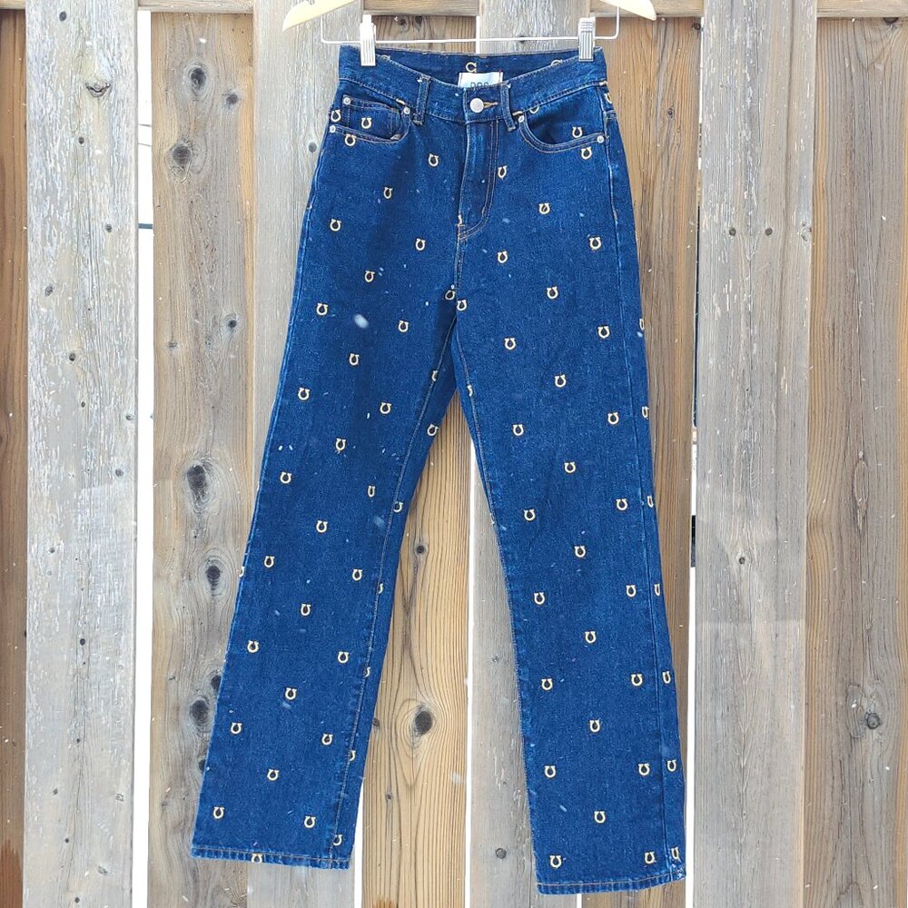 LUCKY BDG Cowboy Jean Women's 24 Embroidered Horseshoe Print Urban Outfitters